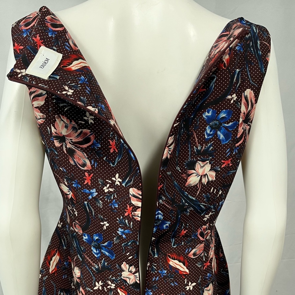 ERDEM Arlie Floral Jacquard Midi Sheath Dress Blue Pink Wedding Guest US 8 - Picture 11 of 15
